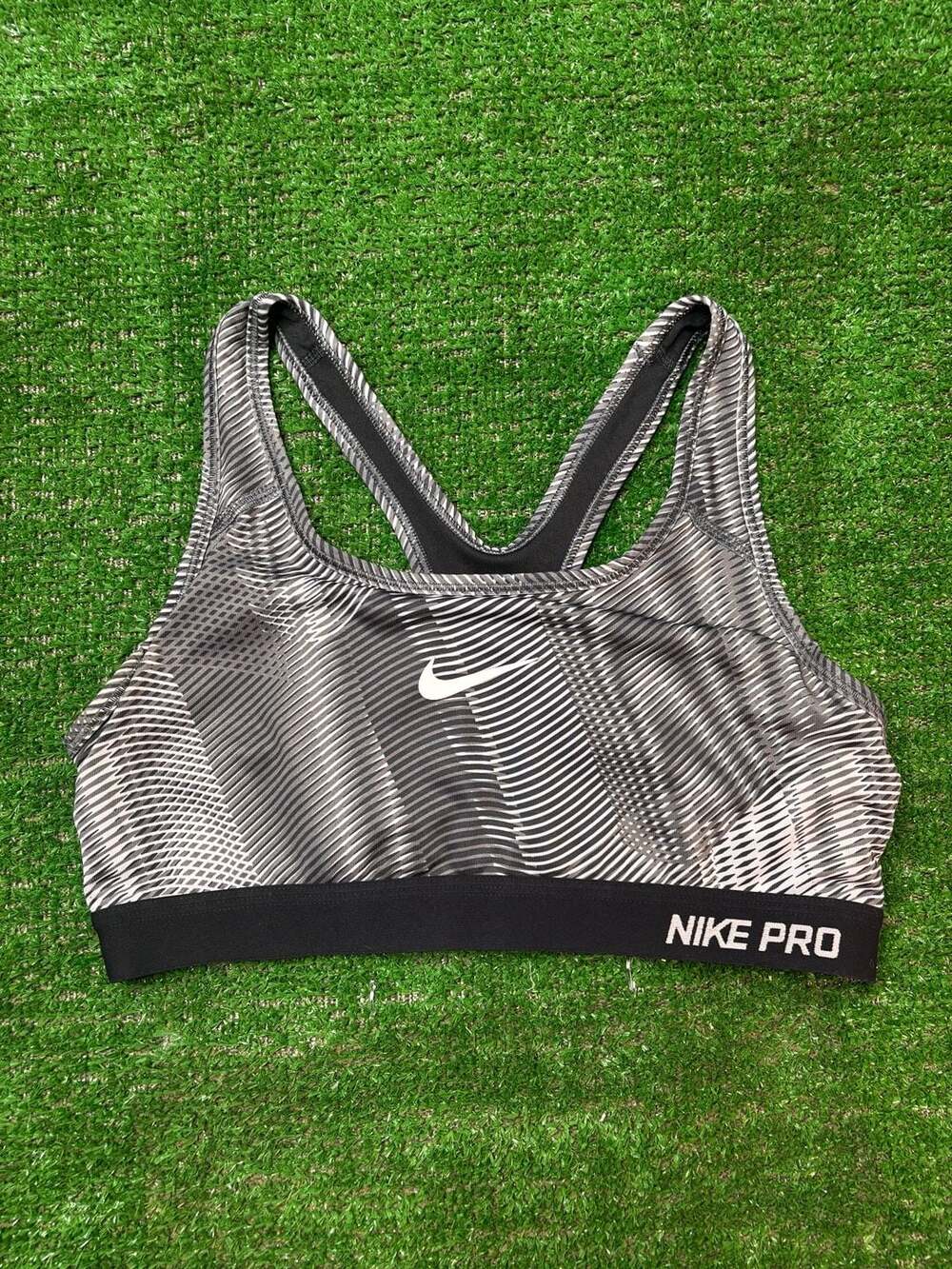 Nike Pro Classic Pad Frequency Sports Bra Black Gray Women